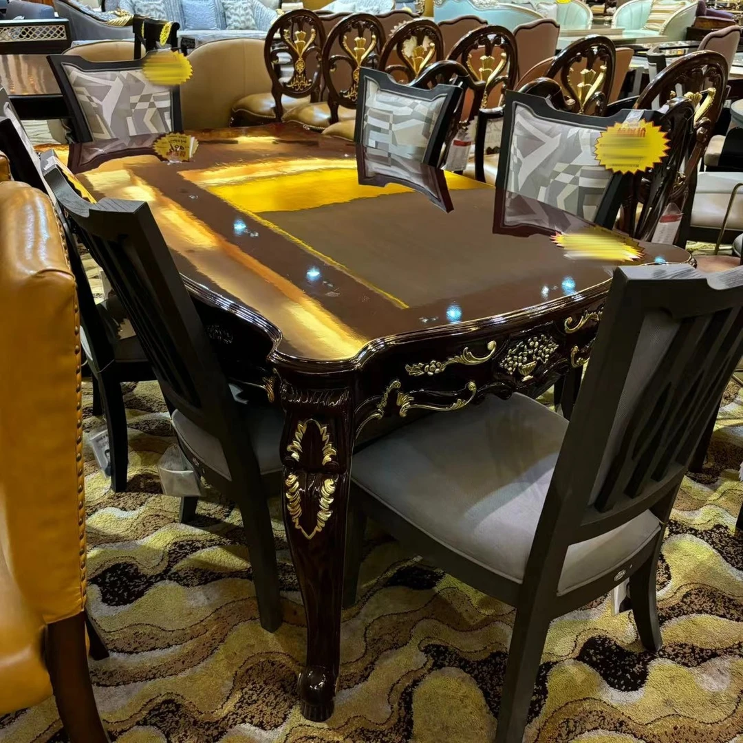 宝居乐特价餐桌餐椅家用欧式家具餐桌桌椅古典雕别墅欧式雕花