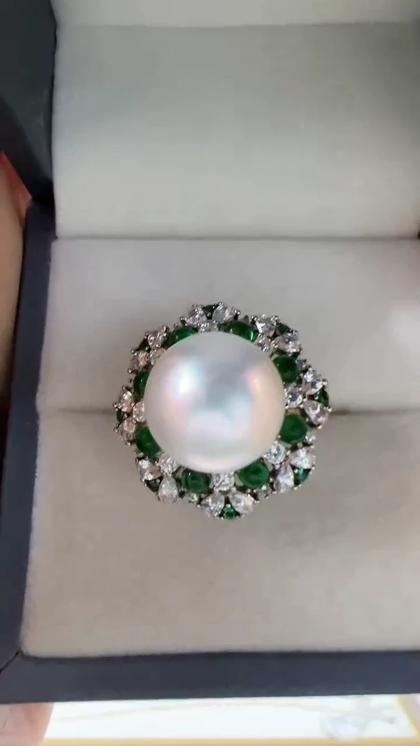 【闪购商品】海水珍珠戒指未镶嵌H543华盖满堂澳白戒指