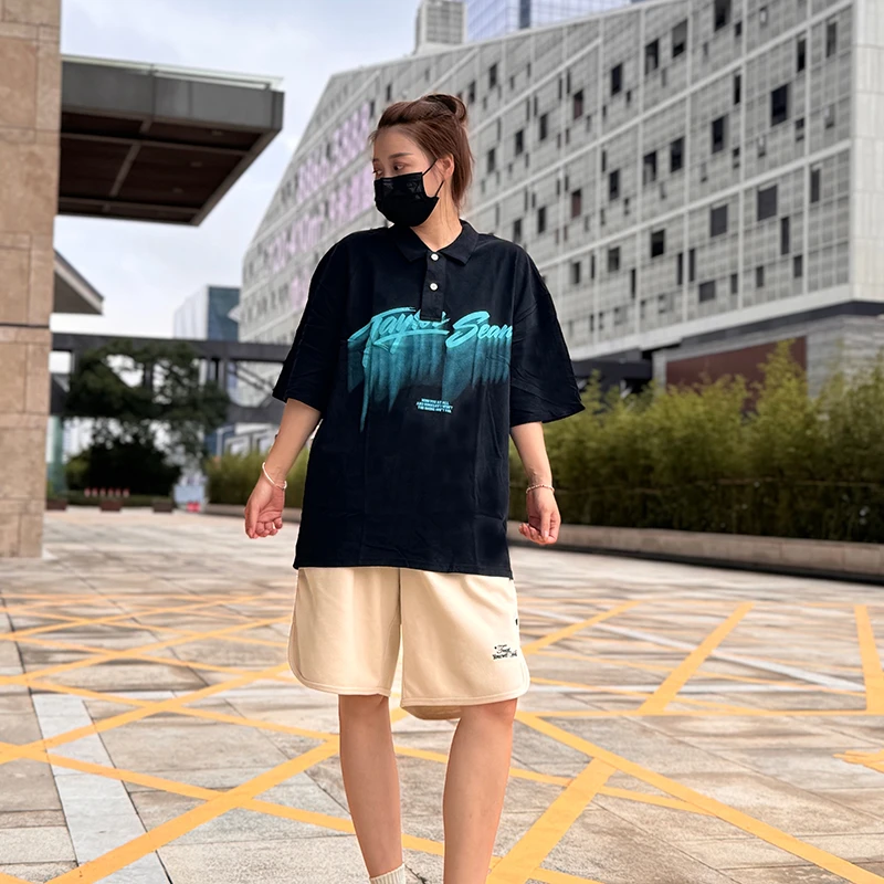 2024夏季新款显瘦运动宽松休闲polo衫oversize大版翻领短袖T恤