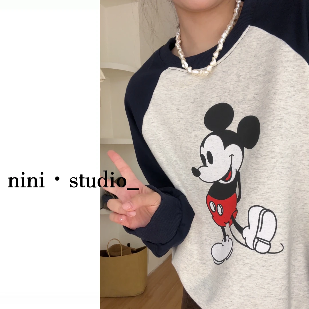 nini·小奇奇印花插肩袖韩系ins风宽松卫衣