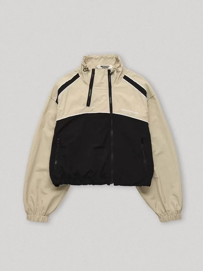 韩国东大门代购 smoothmood 2024秋季新款美式复古拼接拉链卫衣