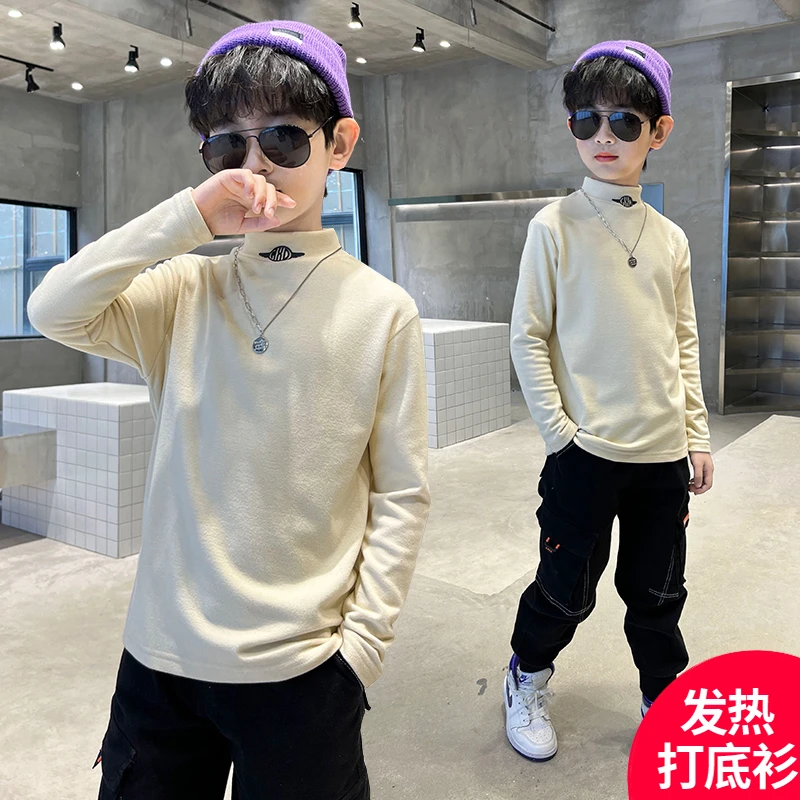 男童加绒打底衫秋冬装新款保暖加厚内搭潮【JN】C1160