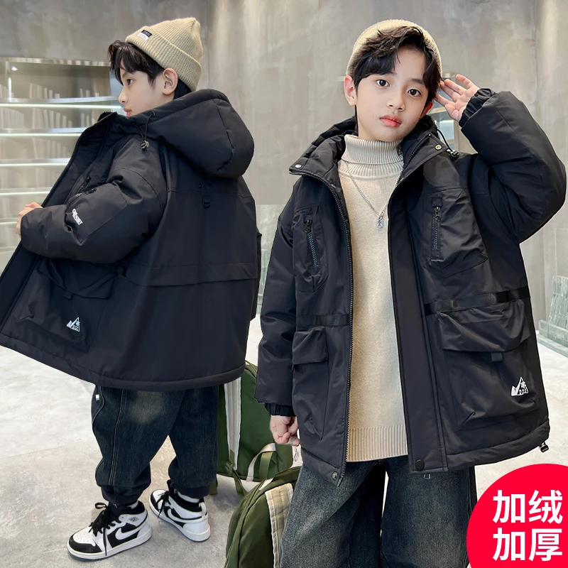 男童秋冬款外套新款加厚中大童酷帅男孩网红潮1【JN】D3029