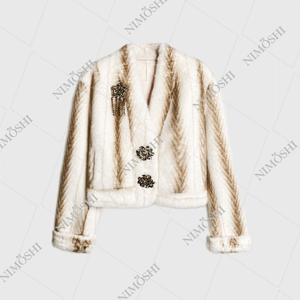 NIMðSHI【敏敏】新款钉珠星星重工气质百搭宽松毛绒外套冬季L5046