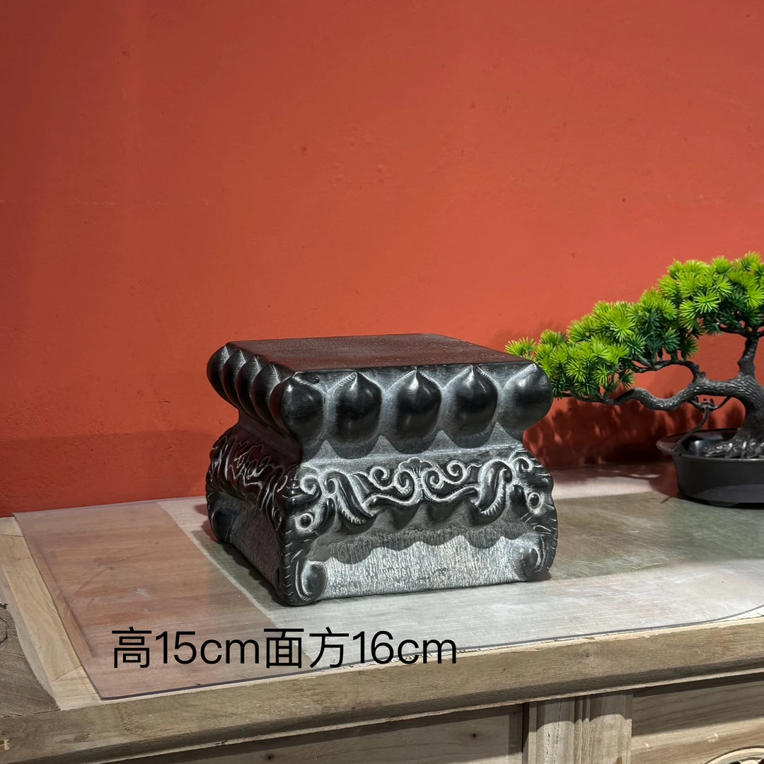 山西青石石雕太平有象石墩柱墩底座摆件