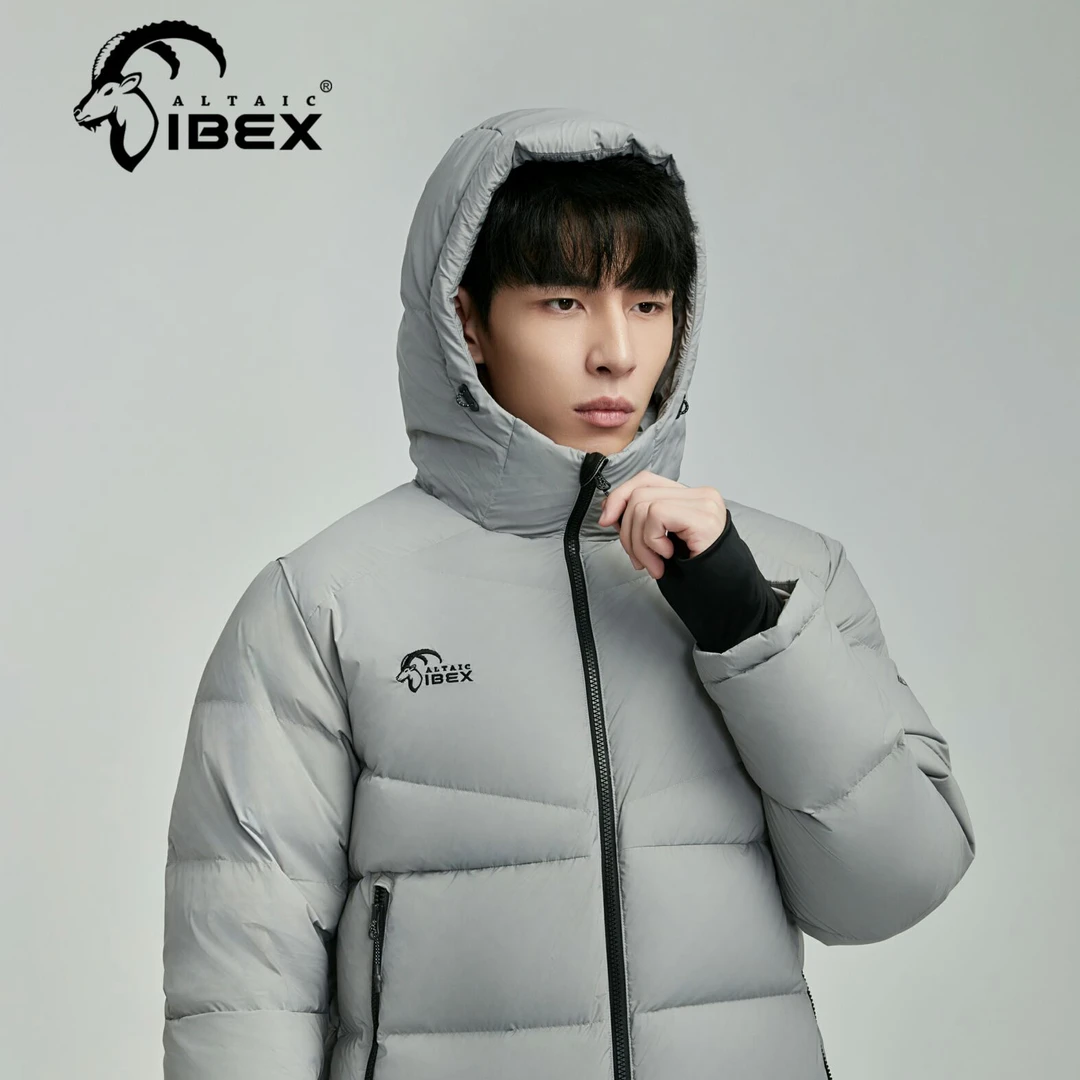 2025新款岩羚正品半长羽服领头羊秋冬保暖加厚羽衣运动连帽短羽服