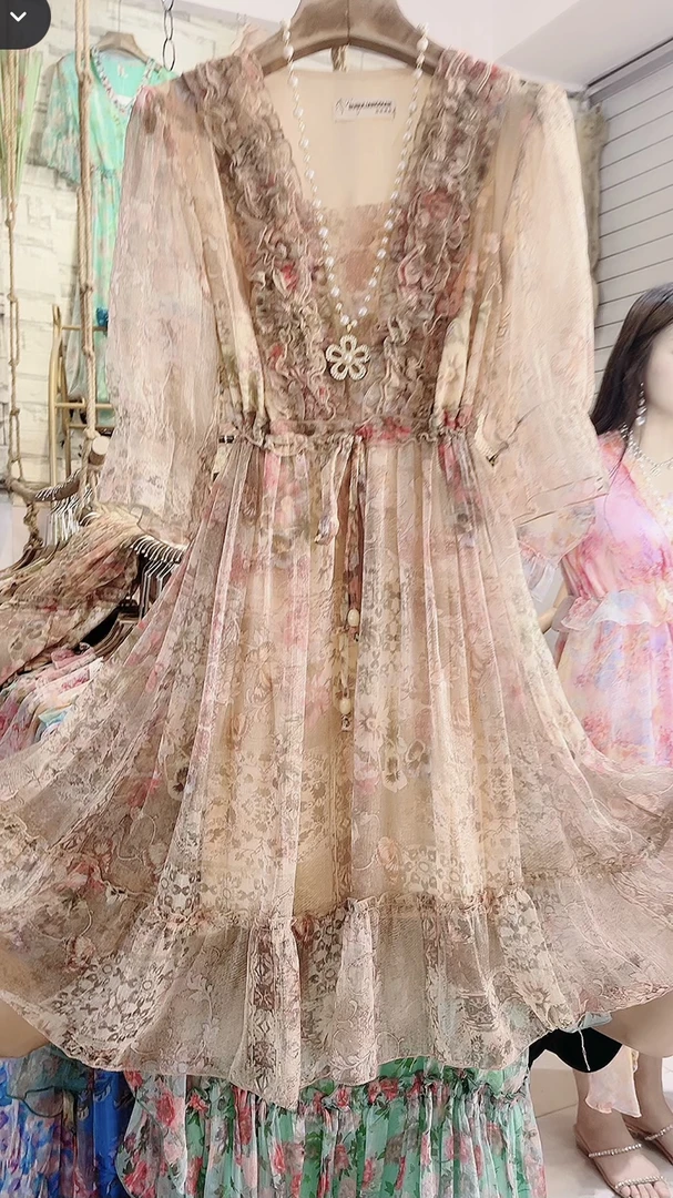 盘花领系列长款连衣裙长裙裙子lolita