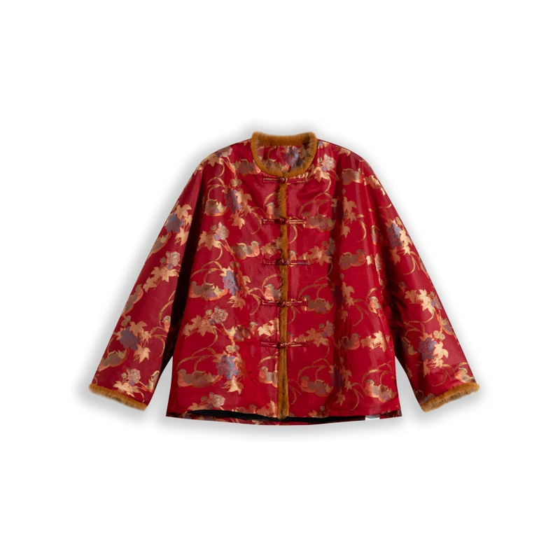 宋锦水貂羊绒新中式传统中国风盘扣外套XYD24Z283