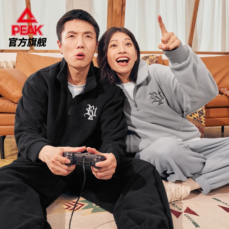 匹克双面摇粒绒开衫卫衣情侣套头款-DF633510-DF