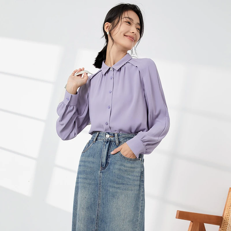 MAN BEI/曼·贝8393145气质休闲翻领设计感时尚长袖小众秋季女士