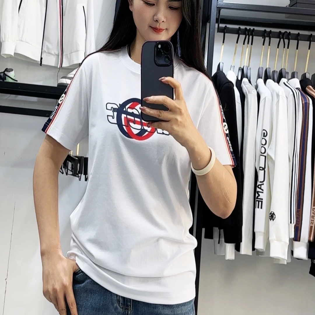 2024夏季新款潮牌T恤男士字母时尚宽松休闲圆领短袖上衣