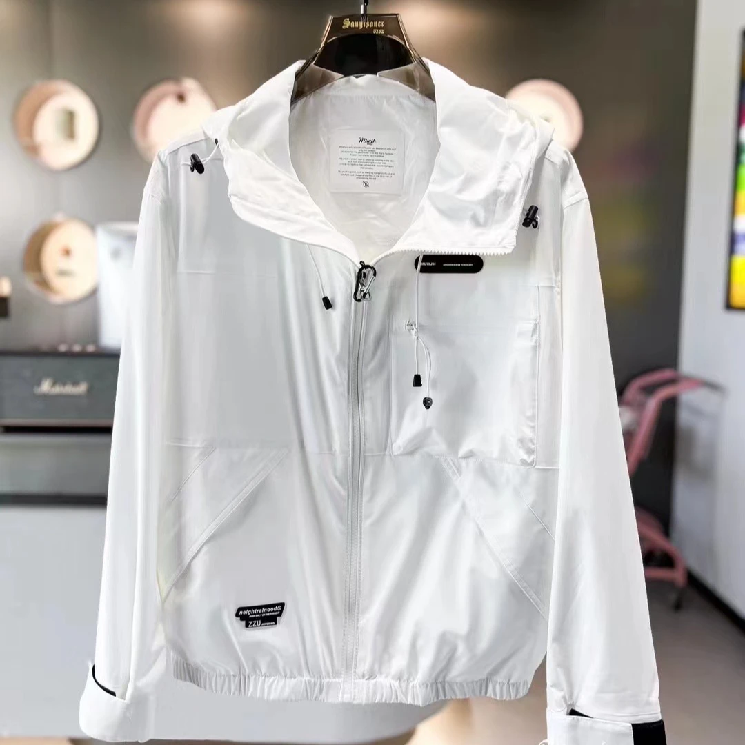 2024春季新款欧货潮牌时尚微阔连帽休闲夹克百搭外套