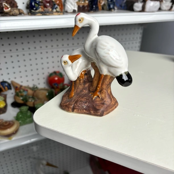 陶瓷12厘米高双鹤摆件