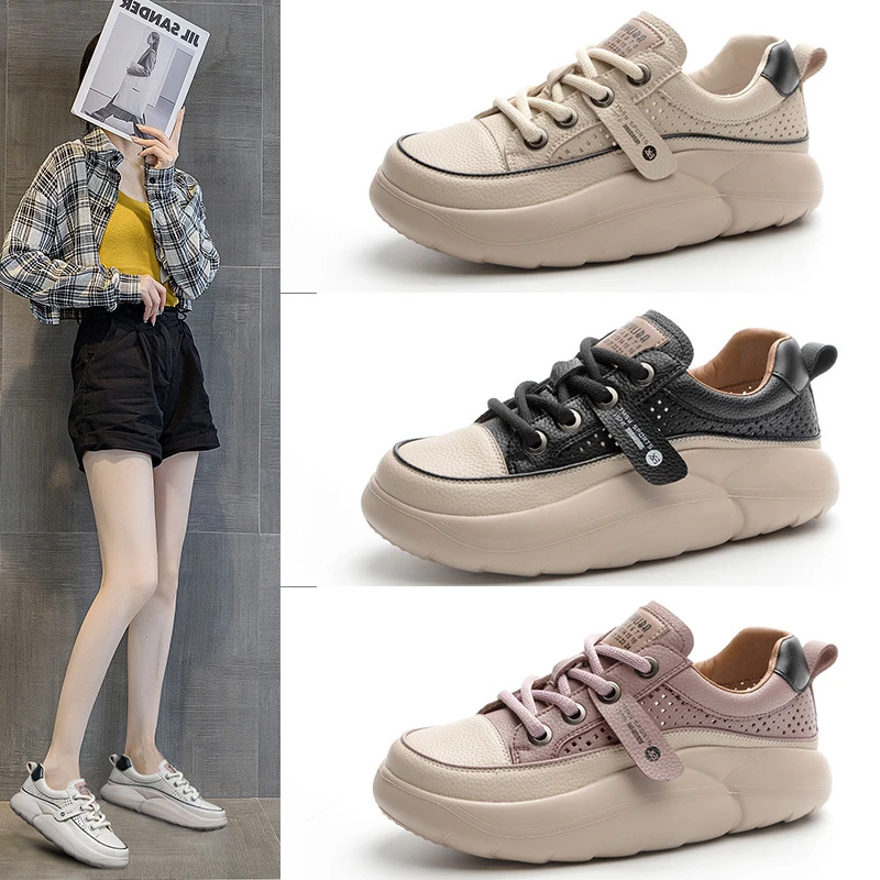 轻便镂空透气洞洞单鞋女2023年厚底新款复古平底休闲鞋妈妈鞋百搭
