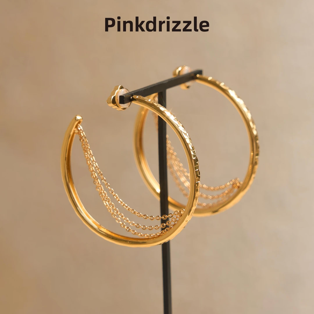 Pinkdrizzle 铜合金耳饰 灿若星辰大耳圈气质时尚