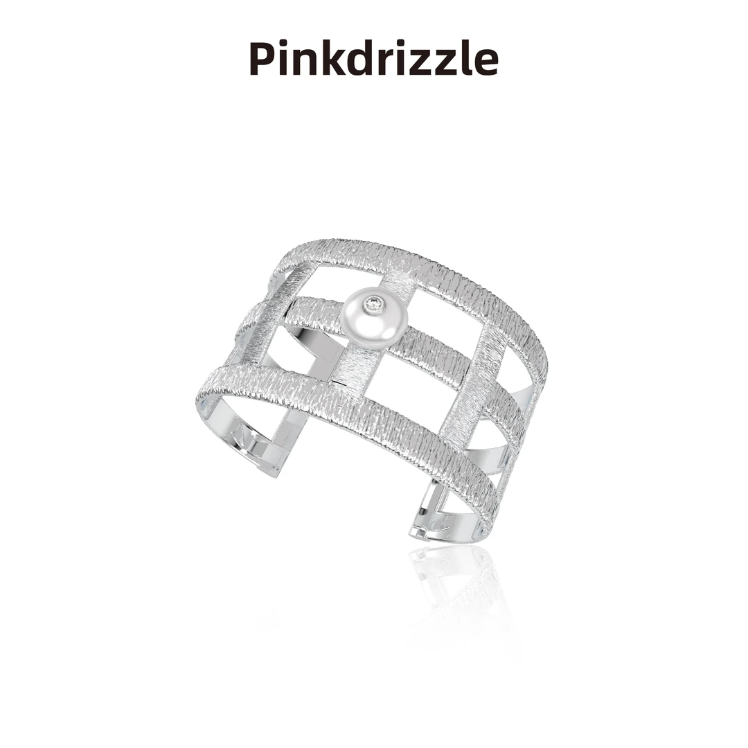 Pinkdrizzle 铜合金手镯 水中花火纹理手镯气质小众简约设计感