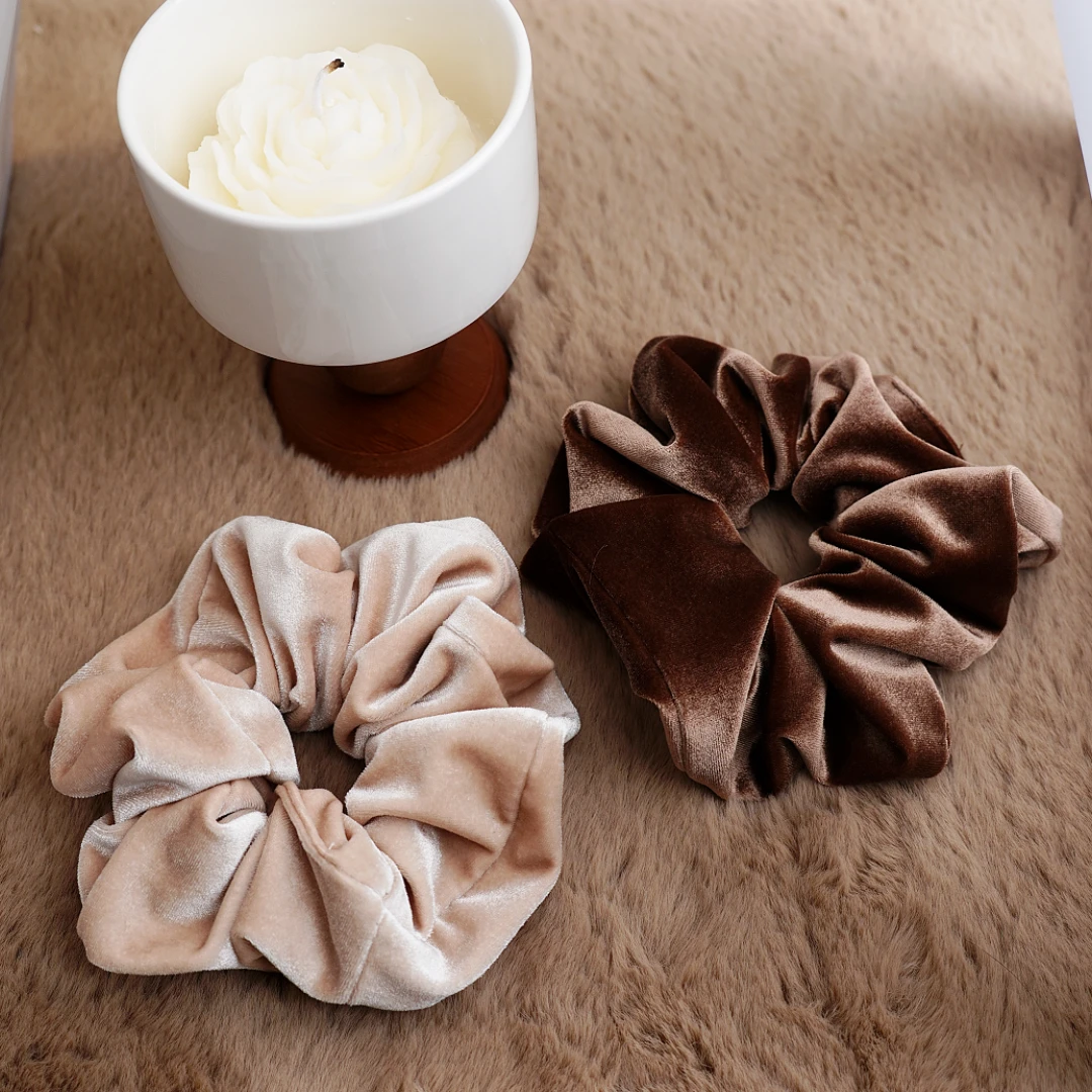 法式丝绒圈圈发饰气质百搭头饰简约纯色秋冬温柔温暖优雅绒面复古