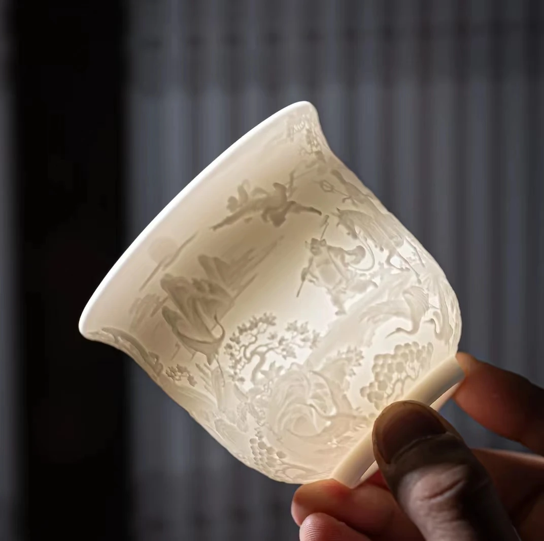 羊脂玉素烧西游记主人杯