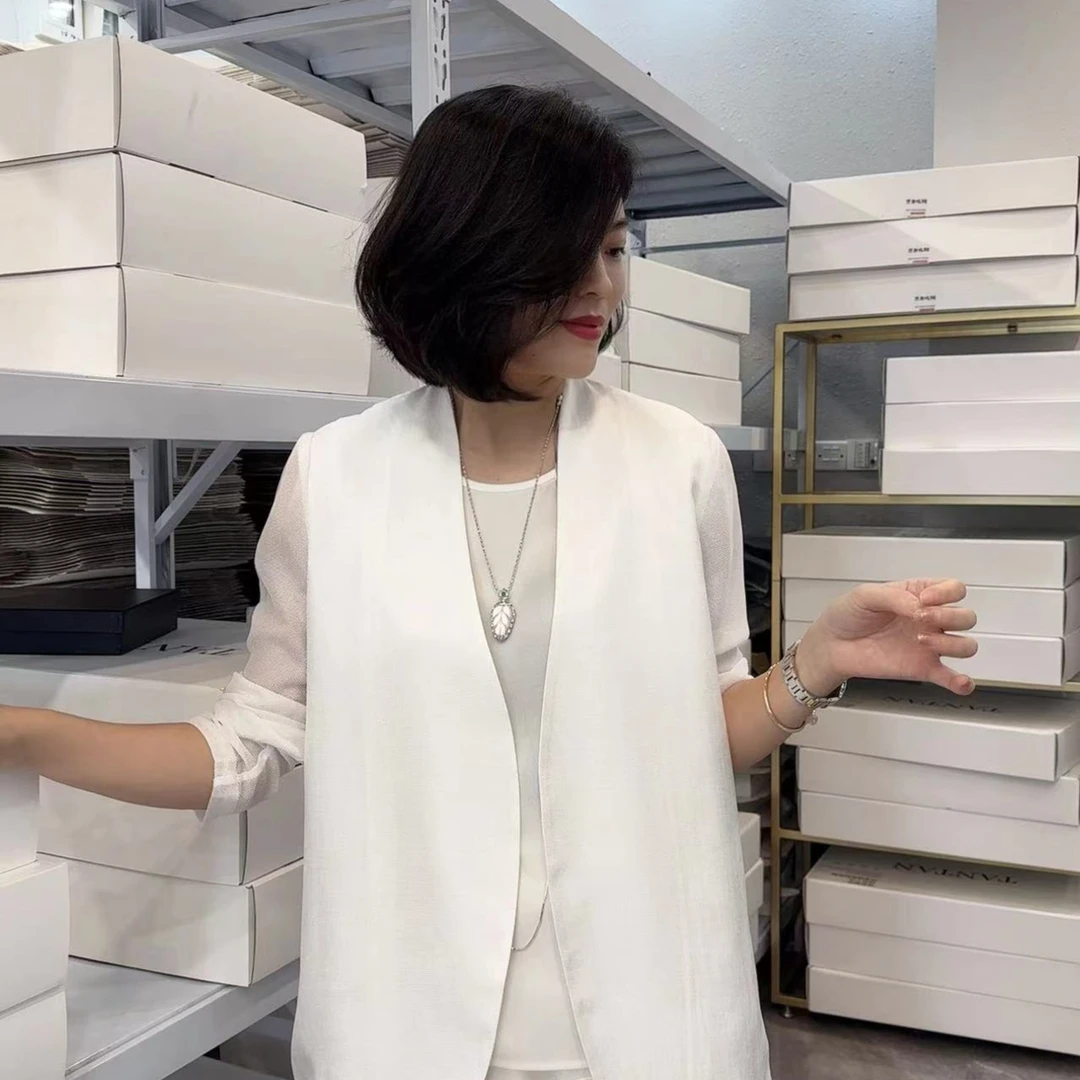 【谭谭家】气质百搭春夏简约宽松醋酸网纱西装外套1279