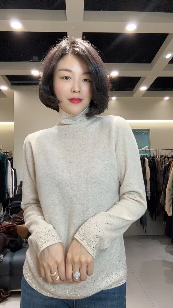 【TANTAN】时尚百搭长袖女士半高领修身秋冬羊毛衫2277