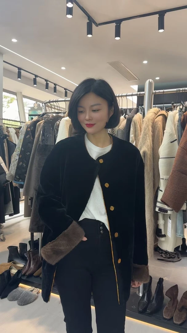 【TANTAN】气质时尚女士轻奢百搭冬季两面穿宋锦外套#36