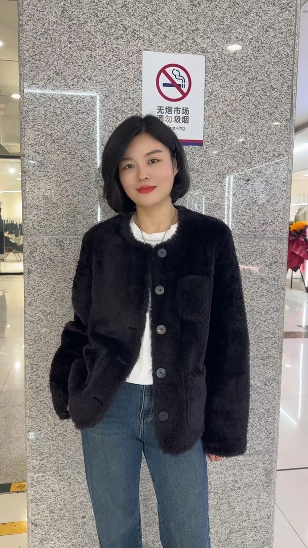【TANTAN】气质时尚百搭秋冬轻奢皮毛一体外套2333