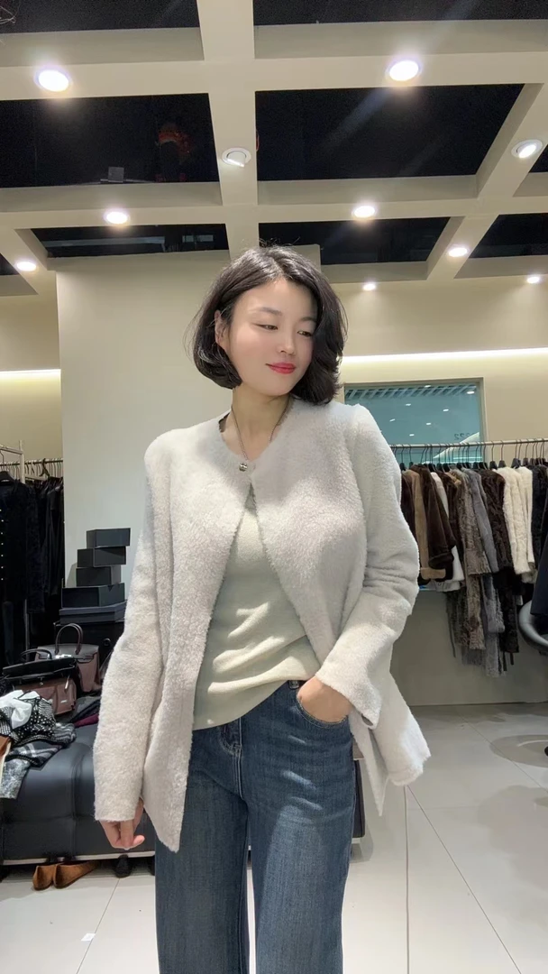 【TANTAN】气质轻奢百搭秋冬女士皮毛一体外套2157