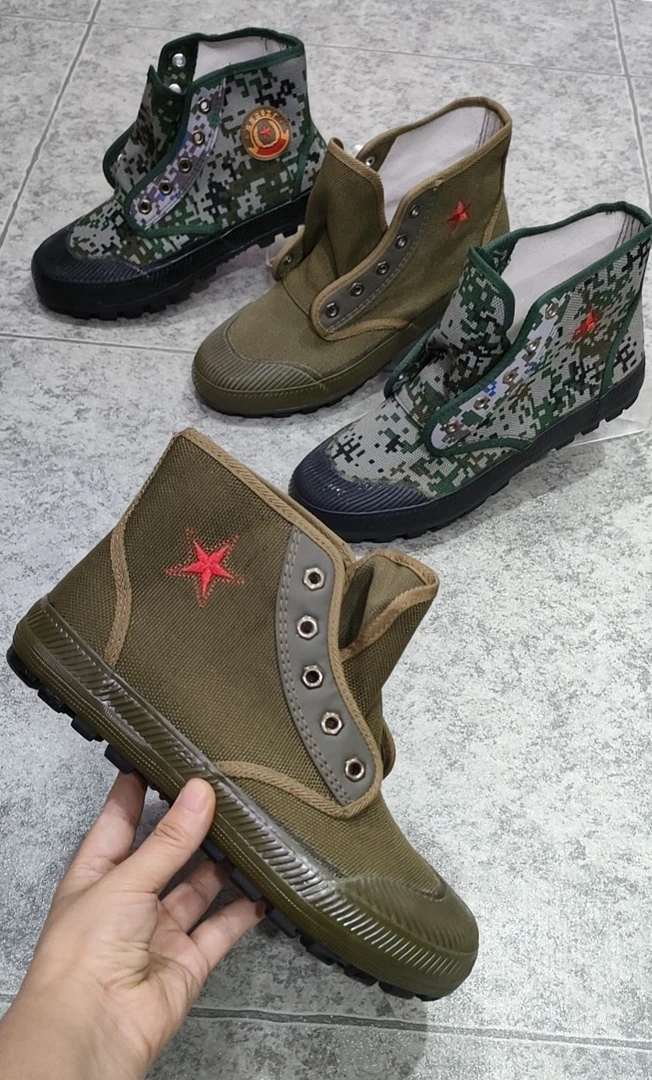 劳动者防水防油防污防滑农民干活系带高帮帆布鞋鞋户外透气加绒