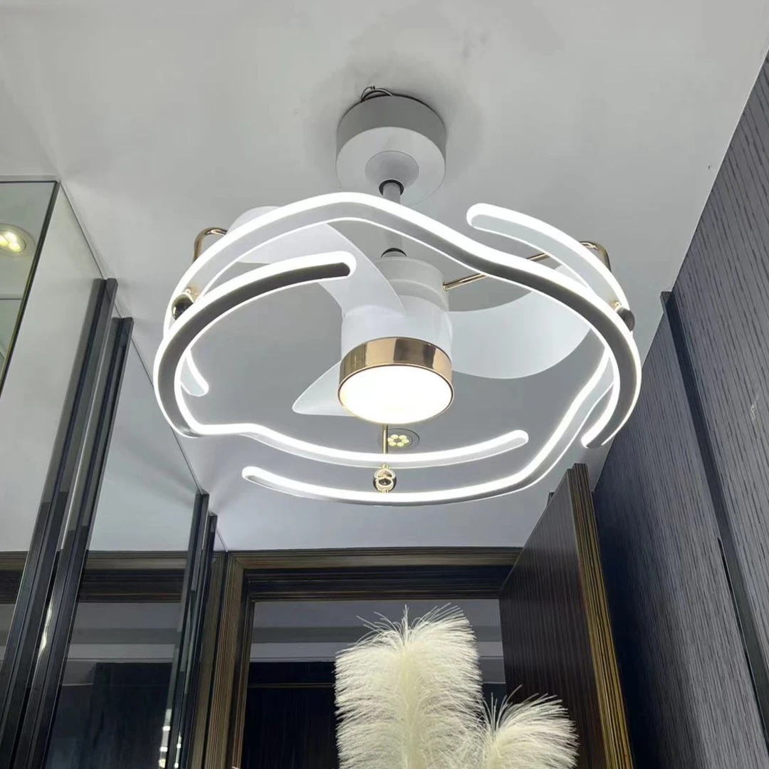 161（新款）北欧轻奢变频静音风扇灯主卧书房简约一体餐厅风扇灯