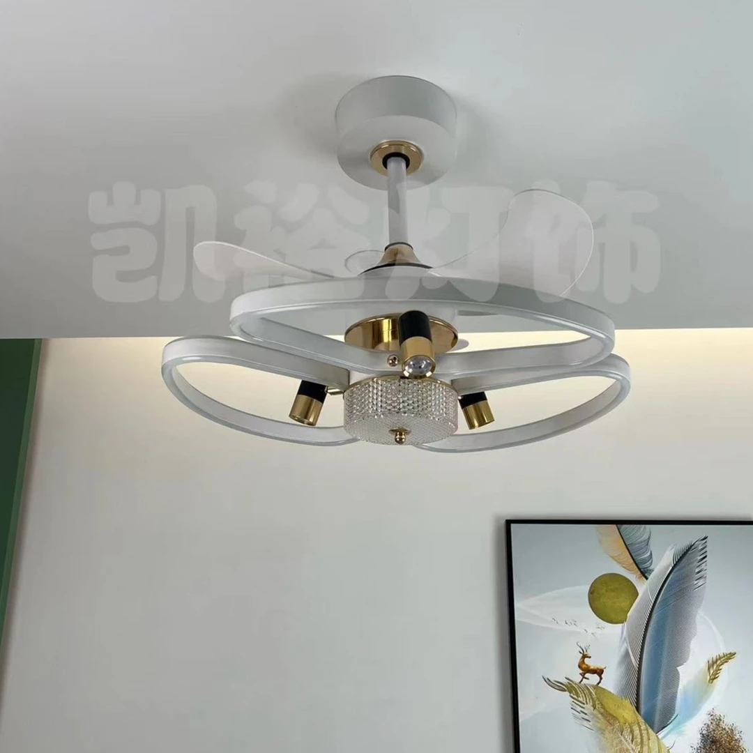 8053（2023新款）北欧轻奢变频静音风扇灯主卧书房简约餐厅风扇灯