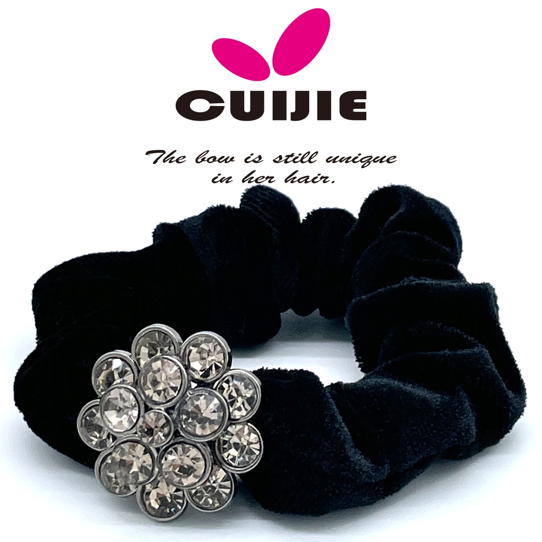 FQ111璀璨圆钻丝绒发圈   2024年最新款网红秋冬布艺头绳发绳时尚