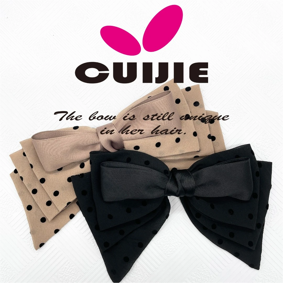 2024新款0093波点发饰头饰网红蝴蝶结弹簧夹时尚气质百搭韩系简约