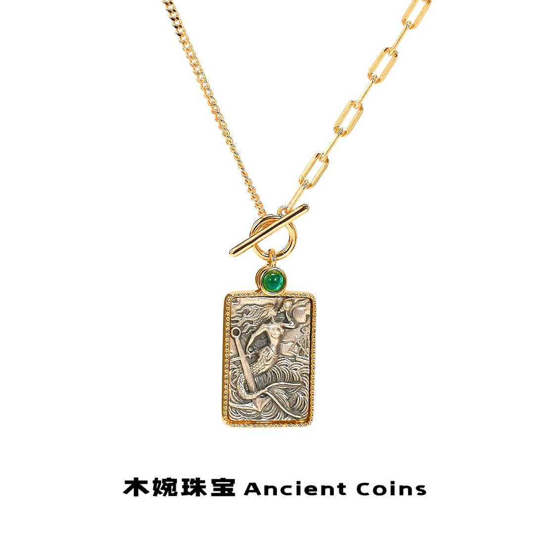 坠链均925银 【美人鱼】GB-XL006小众气质轻奢百搭双面复古风币项链