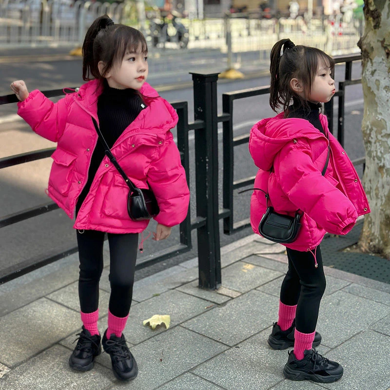 女童2023新款棉服冬加厚韩版收腰棉衣小女孩保暖冬装新年外套洋气