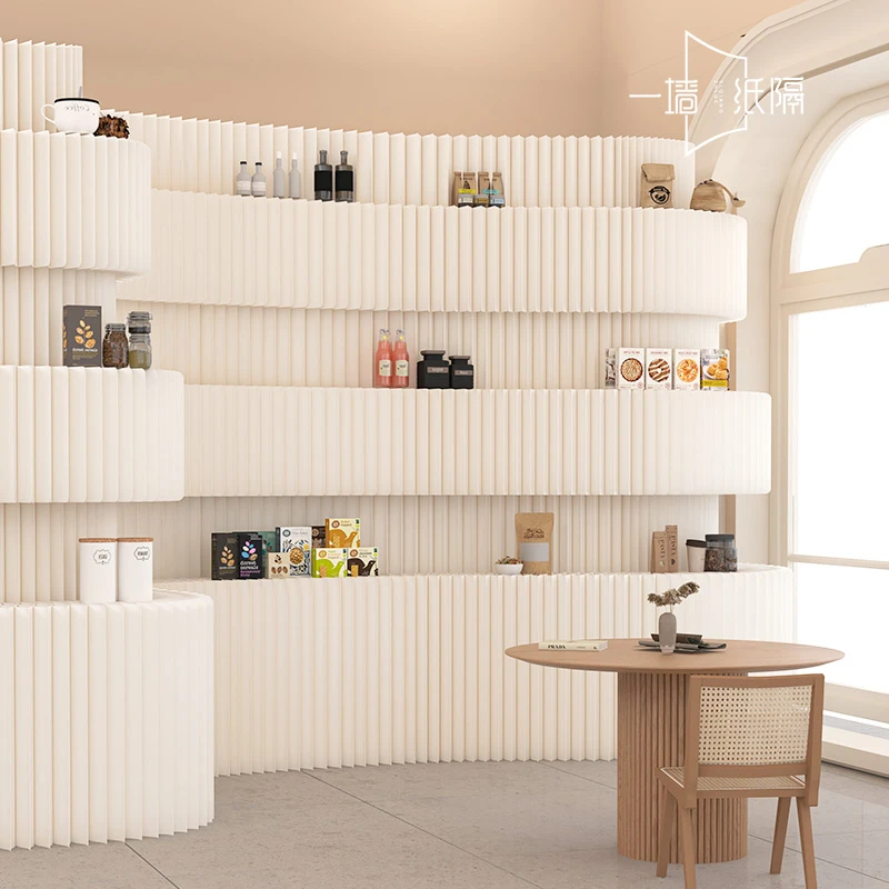 创新屏风隔断展台墙箱包服饰咖啡店隔断多层陈列创新背景墙办公室