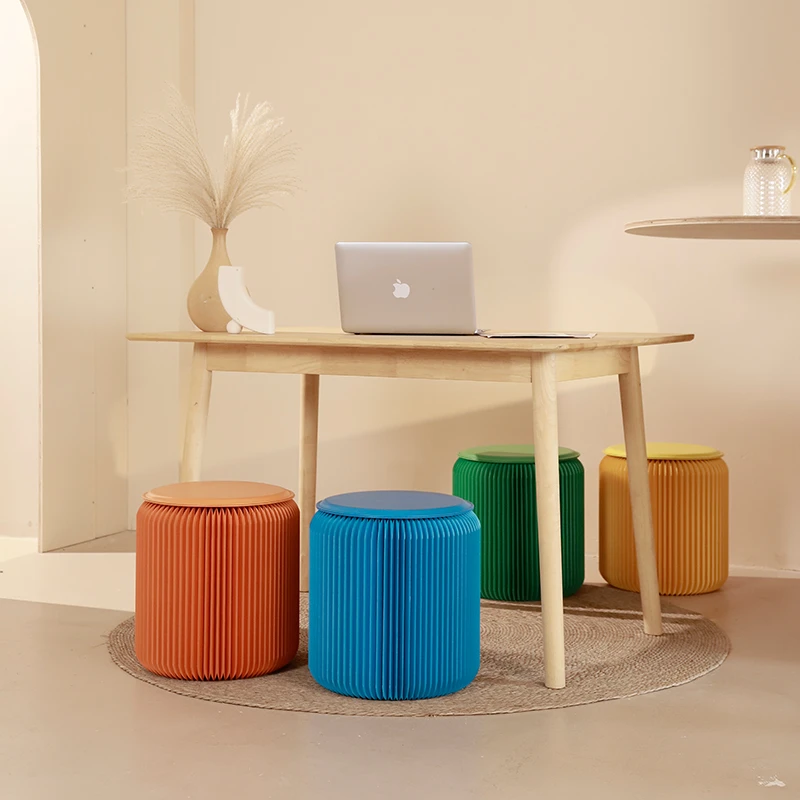 一墙纸隔 创意时尚折叠小圆凳彩色客厅办公室可收纳省空间换鞋凳
