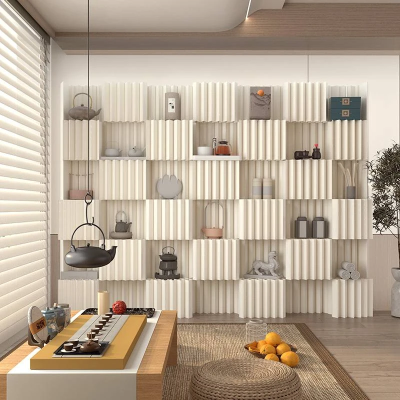 升级加厚款（凹凸置物展台墙）折叠造型隔断屏风书房茶室办公室屏风