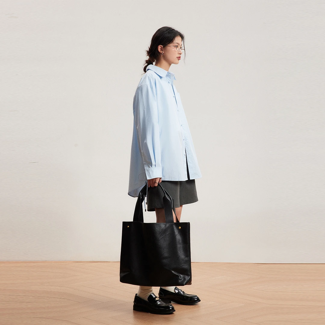 【INRM官方店】袖口侧边系带廓形衬衫简约百搭休闲衬衣外套女