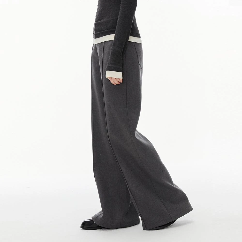 INRM立体分割加厚垂感西装裤高级感百搭阔腿休闲长裤女