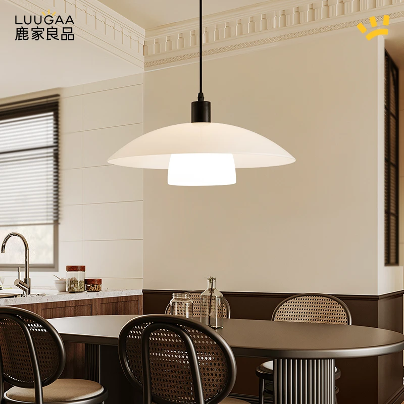 鹿家良品白石餐厅吊灯奶油风2024新款灯具法式饭厅主灯小餐桌吊灯