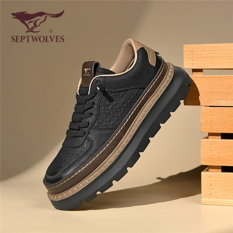 七匹狼休闲工装男鞋秋季新款低帮大黄靴男厚底增高潮流复古鞋子男