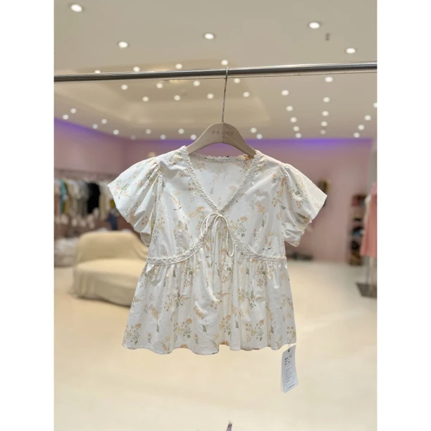 【月下风铃】东大门新款韩版百搭显瘦碎花衬衫8724