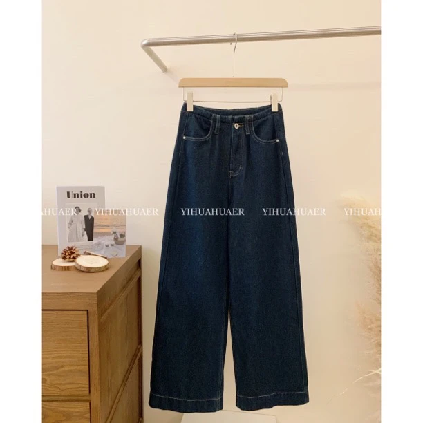 B韩国原单【有点特别】东大门韩版时尚显瘦气质复古抓绒牛仔裤9698