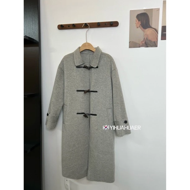 C韩国原单东大门韩系百搭休闲牛角扣毛呢外套8032