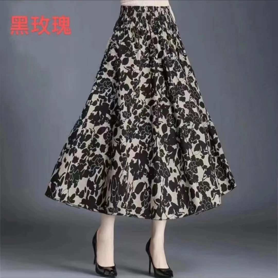 新款时尚半身裙中老年妈妈装百搭中长款薄款裙子碎花碎花显瘦