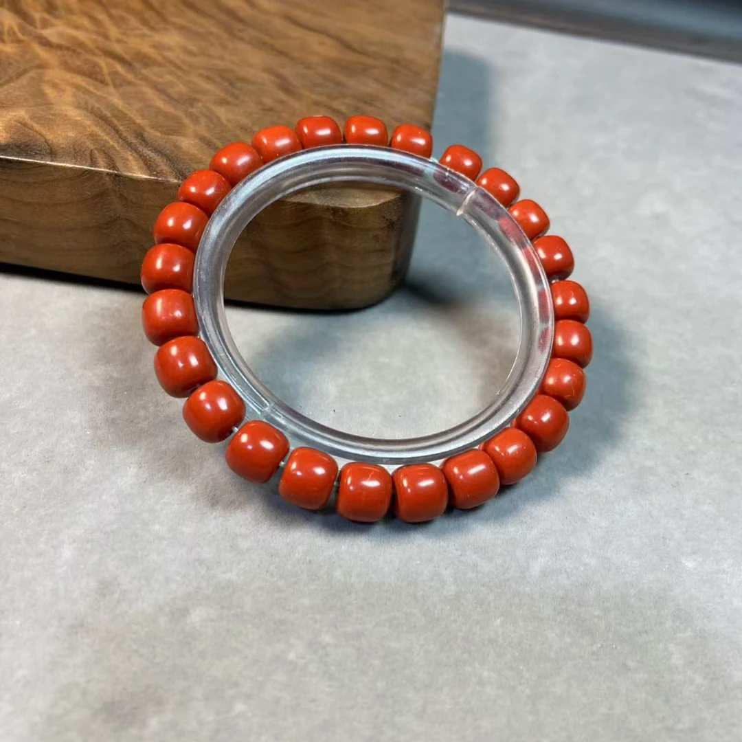 C481南红玛瑙卡0.9老型桶珠单圈手串