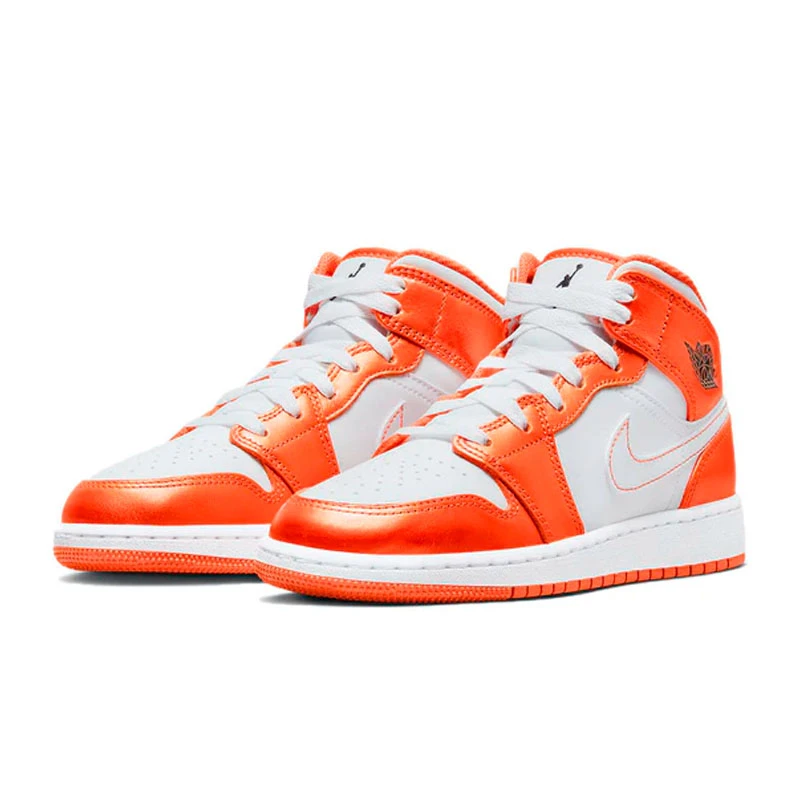 Air Jordan 1 Mid AJ1白橙 小扣碎中帮篮球鞋DM3531-800
