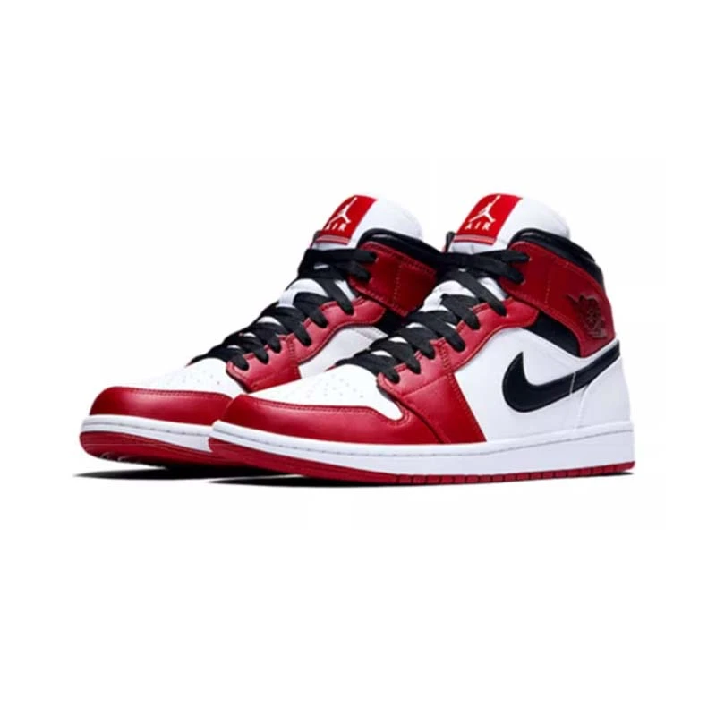 Air Jordan 1 Mid AJ1白红小芝加哥中帮女鞋通用篮球鞋554725-173