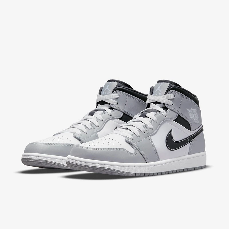 Air Jordan 1 Mid AJ1中帮灰白黑烟灰 男款休闲篮球鞋 554724-078
