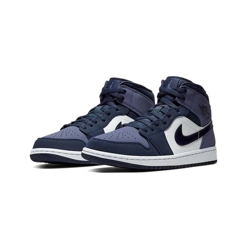Air Jordan 1 Mid AJ1桑德紫 黑紫脚趾 中帮篮球鞋男女554724-445